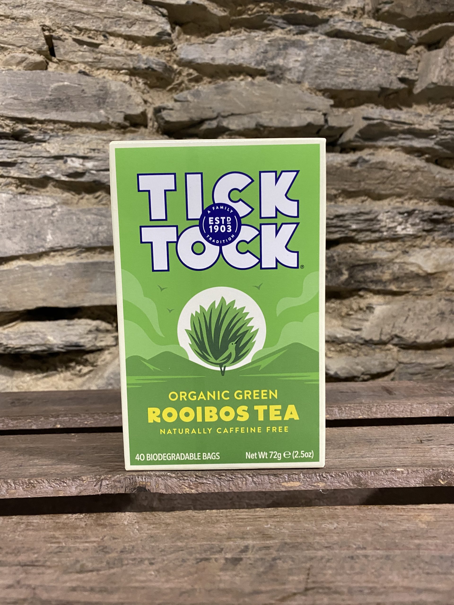 Tick Tock. Organic Rooibos Green Tea. 40 x Bags Siop Y Pentre