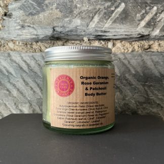 Heavenly organic orange, rose and geranium & patchouli body butter